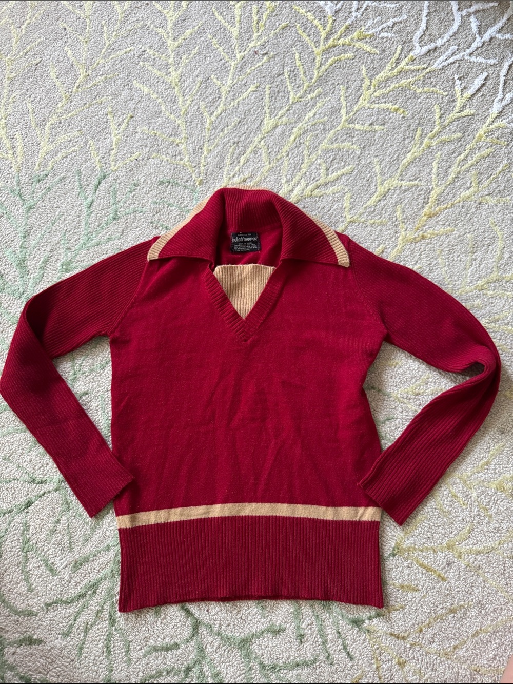 Helen Harper genuine burgundy 1960s lightweight ribbed sweater medium